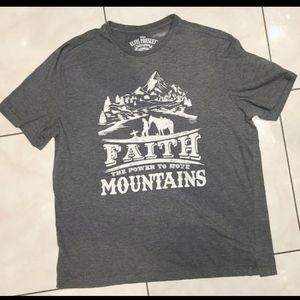 Vintage Elvis Presley T-Shirt Men's Size L Gray Faith Power To Move Mountains